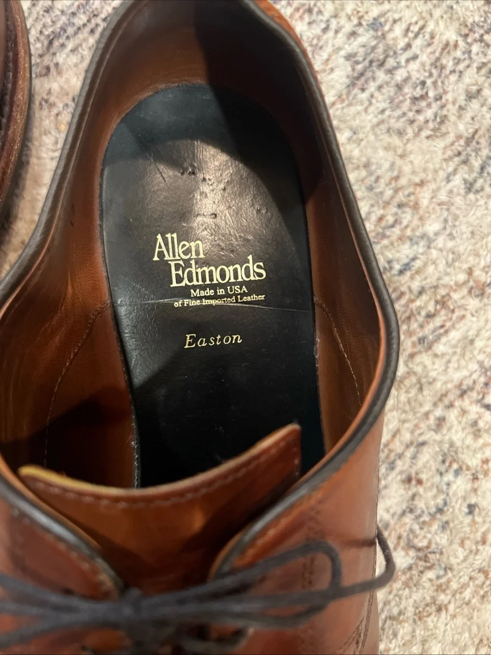 Allen Edmonds Easton  Brown Leather Plain-Toe Dress Shoes Sz 13 Lace Up